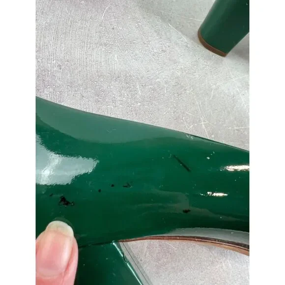 J. Crew Factory Green Heels with Light Green Toe Cap - Picture 12 of 16